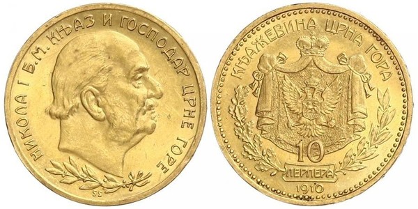 10 Perper  Montenegro Oro Nicola I del Montenegro