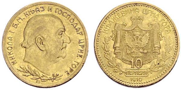 10 Perper  Montenegro 金 尼古拉一世 (蒙特內哥羅)