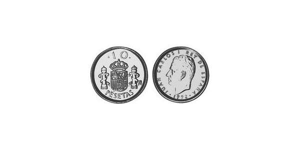 10 Peseta Kingdom of Spain (1976 - ) Copper/Nickel Juan Carlos I of Spain (1938 - )