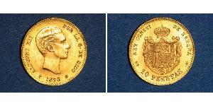 10 Peseta Kingdom of Spain (1874 - 1931) Oro Alfonso XII of Spain (1857 -1885)