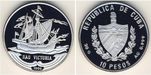10 Peso Cuba Argent 