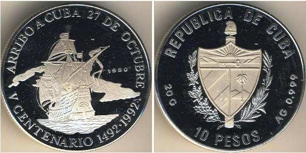 10 Peso Cuba Argento 