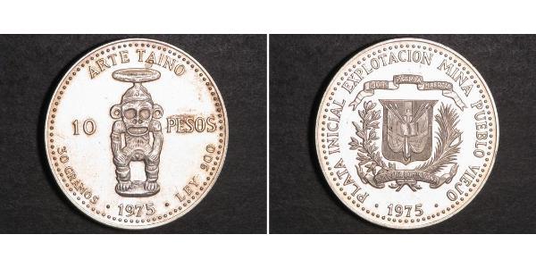 10 Peso Repubblica Dominicana Argento 