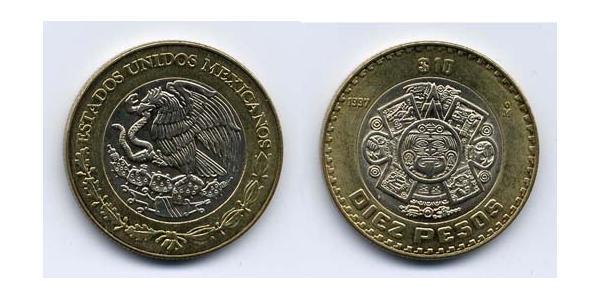 10 Peso México (1867 - ) Bimetal 