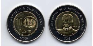 10 Peso Repubblica Dominicana Bimetal 