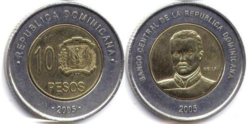 10 Peso Repubblica Dominicana Bimetal 