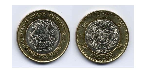 10 Peso 墨西哥 Bimetal 