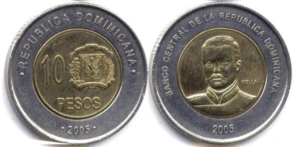 10 Peso Dominikanische Republik Bimetall 