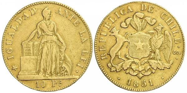 10 Peso Chile Gold 