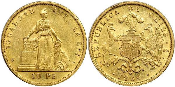 10 Peso Chile Gold 