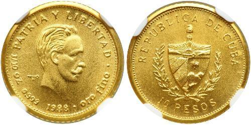 10 Peso Cuba Gold Jose Julian Marti Perez (1853 - 1895) 