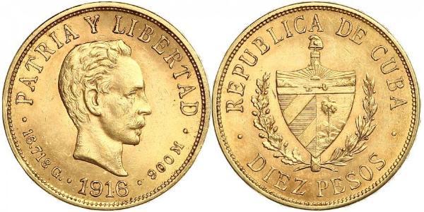 10 Peso Cuba Gold Jose Julian Marti Perez (1853 - 1895) 