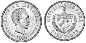 10 Peso Kuba Gold Jose Julian Marti Perez (1853 - 1895) 