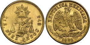 10 Peso United Mexican States (1867 - ) Gold 