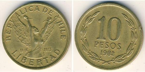 10 Peso Chile Latón 