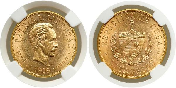 10 Peso Cuba Oro Jose Julian Marti Perez (1853 - 1895) 