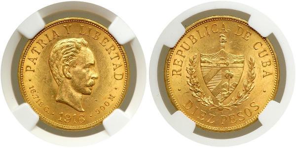 10 Peso Cuba Oro Jose Julian Marti Perez (1853 - 1895) 