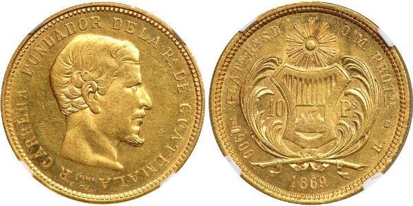 10 Peso Guatemala Oro Rafael Carrera y Turcios