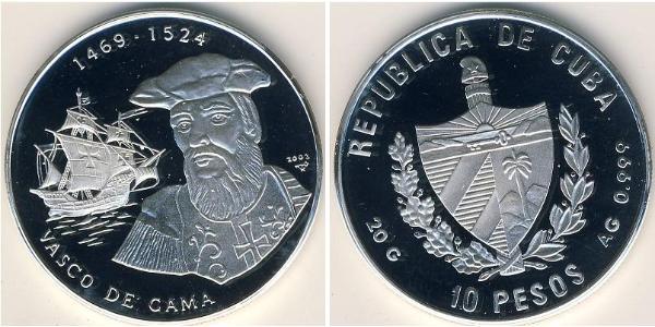 10 Peso Cuba Plata Vasco da Gama (1460 -1524)