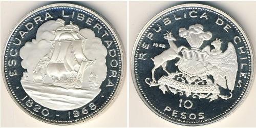 10 Peso Chile Silber 