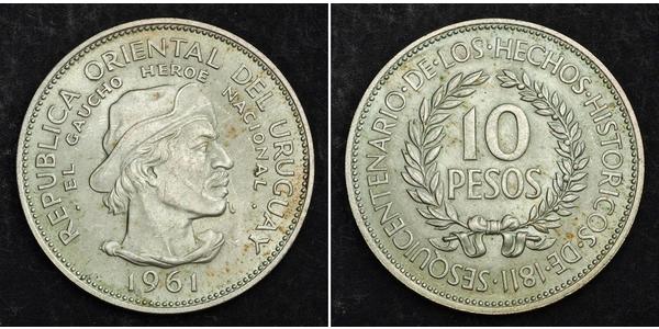 10 Peso Uruguay Silber 