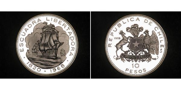 10 Peso Chile Silver 