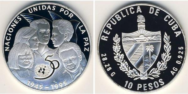 10 Peso Cuba Silver 