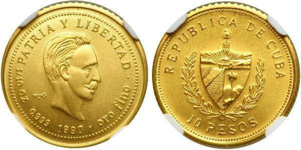 10 Peso Cuba 金 Jose Julian Marti Perez (1853 - 1895) 