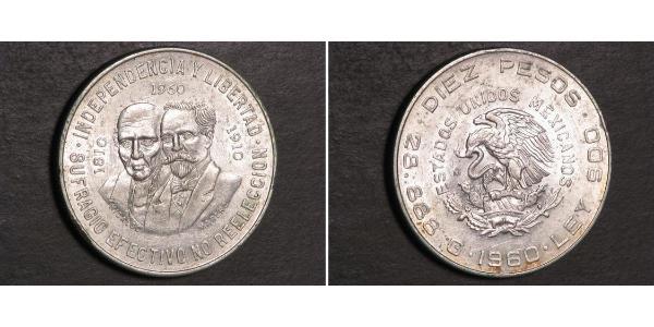 10 Peso 墨西哥 銀 Miguel Hidalgo