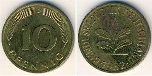 10 Pfennig Alemania Occidental (1949-1990) Latón/Acero 