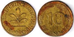 10 Pfennig Alemania Occidental (1949-1990) Latón/Acero 