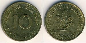 10 Pfennig Alemania Occidental (1949-1990) Latón/Acero 