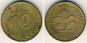 10 Pfennig Alemania Occidental (1949-1990) Latón/Acero 
