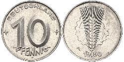 10 Pfennig Repubblica Democratica Tedesca (1949-1990) Alluminio 