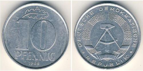 10 Pfennig Repubblica Democratica Tedesca (1949-1990) Alluminio 