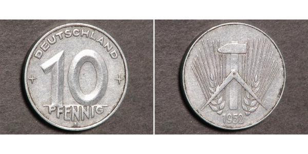 10 Pfennig Repubblica Democratica Tedesca (1949-1990) Alluminio 