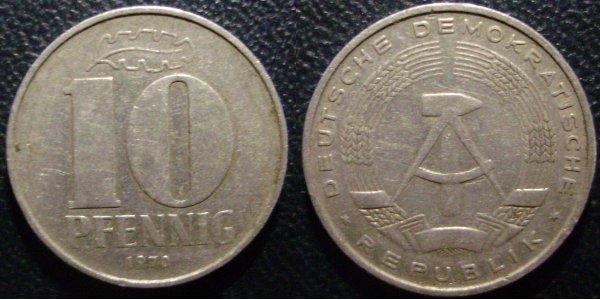 10 Pfennig Repubblica Democratica Tedesca (1949-1990) Alluminio 