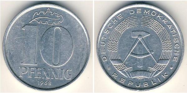 10 Pfennig Repubblica Democratica Tedesca (1949-1990) Alluminio 