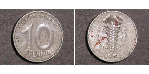 10 Pfennig Repubblica Democratica Tedesca (1949-1990) Alluminio 