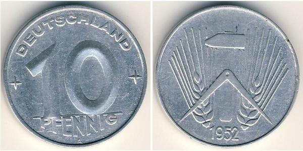 10 Pfennig Repubblica Democratica Tedesca (1949-1990) Alluminio 