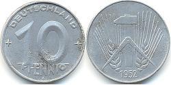10 Pfennig República Democrática Alemana (1949-1990) Aluminio 