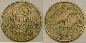 10 Pfennig Gdansk (1454-1793) Aluminio/Bronce 