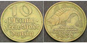 10 Pfennig Gdansk (1454-1793) Aluminio/Bronce 