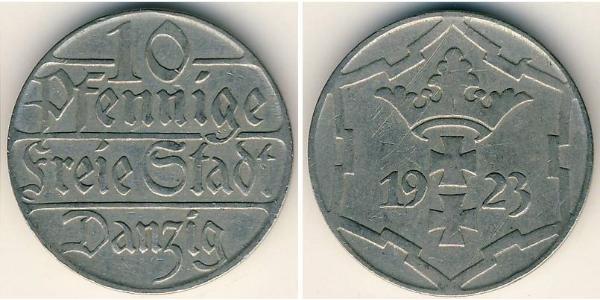 10 Pfennig Gdansk (1920-1939) Níquel/Cobre 