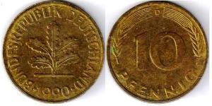 10 Pfennig Germania Ovest (1949-1990) Ottone/Acciaio 