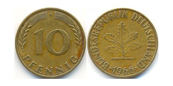 10 Pfennig 西德 (1949 - 1990) Steel/黃銅 