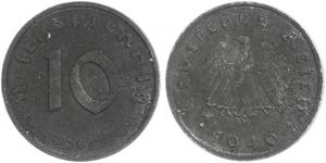 10 Pfennig Nazi Germany (1933-1945) Zinc 