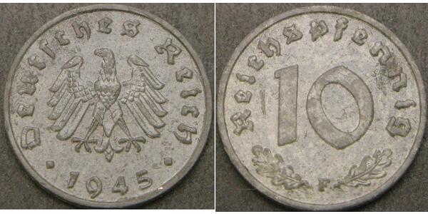 10 Pfennig Nazi Germany (1933-1945) Zinc 