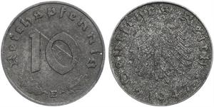 10 Pfennig 納粹德國 (1933 - 1945) Zinc 