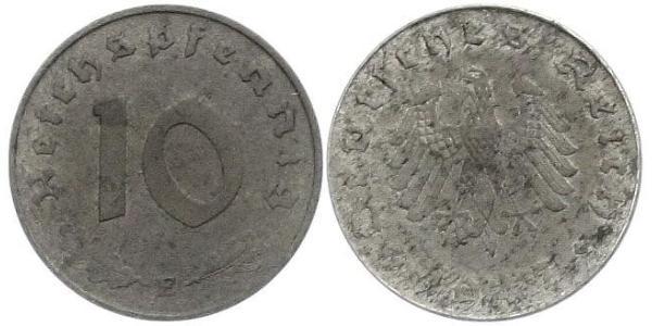 10 Pfennig Germania nazista (1933-1945) Zinco 